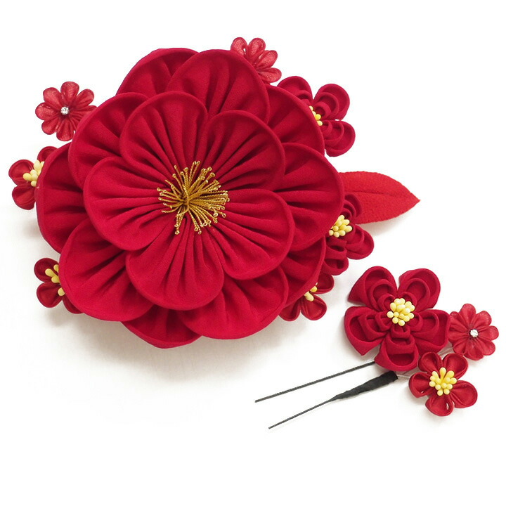 楽天スーパーsale 10 Off 髪飾り 成人式 振袖 袴 点セット 臙脂 大人 浴衣 かんざし 簪 卒業式 フォーマル 結婚式 花飾り つまみ細工 ちりめん ブライダル W 髪飾り No 8195 M2 Wsi Cdm Co Mz