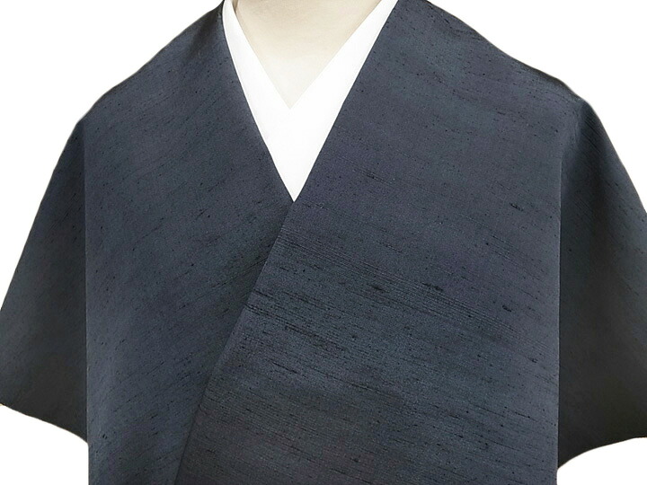 紬 正絹 新品 未仕立て 男性 紬反物 キングサイズ 女性にも 紺鼠色 現品限り d196r｜ロマン着物みやがわ
