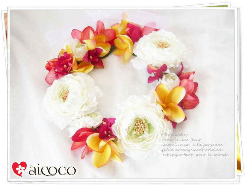 楽天市場 花冠 花かんむりハクレイ プルメリア ウエディング ウェディング オレンジ 赤 ブルー 結婚 式 ブレスレット グリーン ヘアアクセサリー 花 結婚式 アイテム フラワー パーティ 大人 ヘアアクセ 造花 フェス Romantic