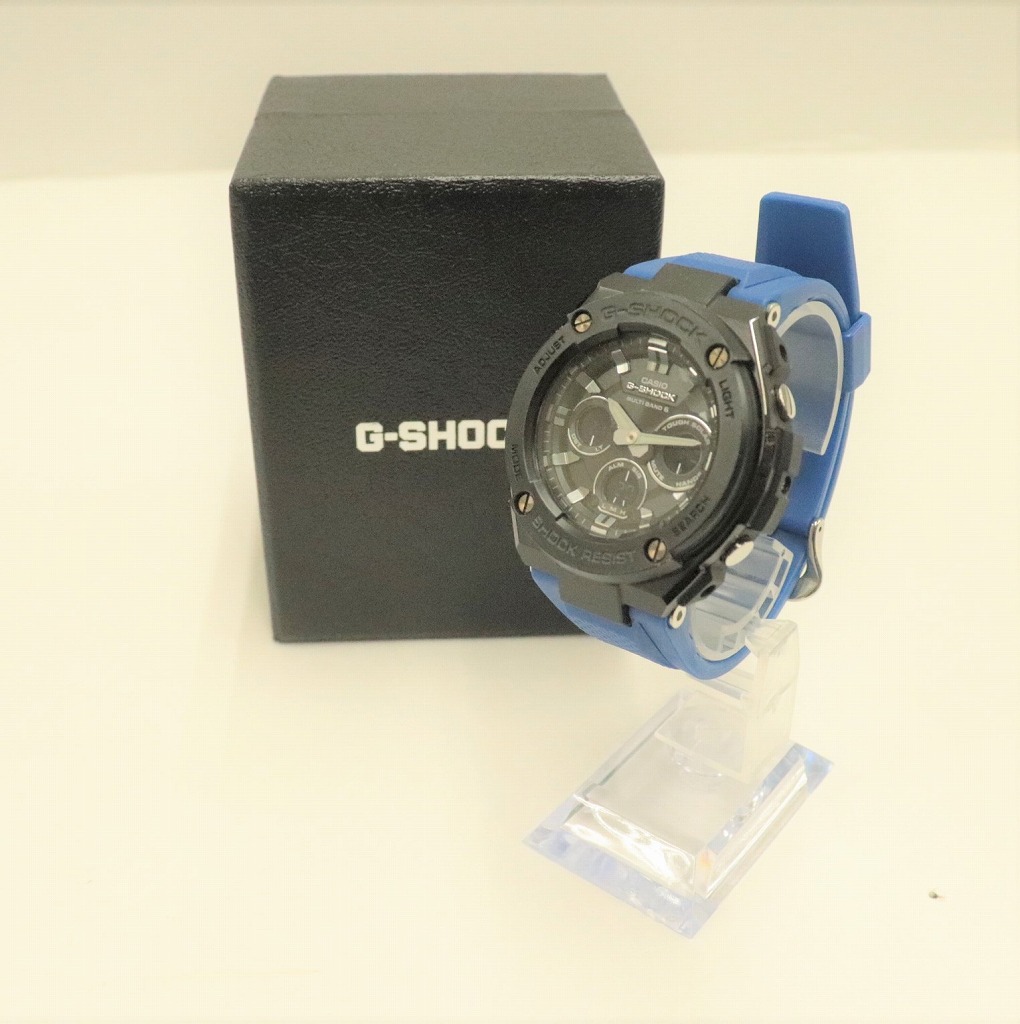 Casio カシオ G Shock ジーショック G Steel Gスチール 電波ソーラー Gst W300g ブラック ブルー ラバーベルト ウォッチ 腕時計 中古 時計 金沢本店 併売品 kz Filmsdeculfrancais Com