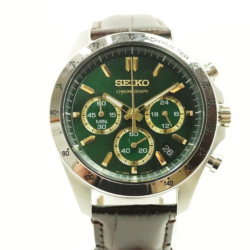 Seiko セイコー腕時計 Sbtr017 8t63 00d0 クロノグラフ ゴールド グリーン 本体のみ Bouncesociety Com