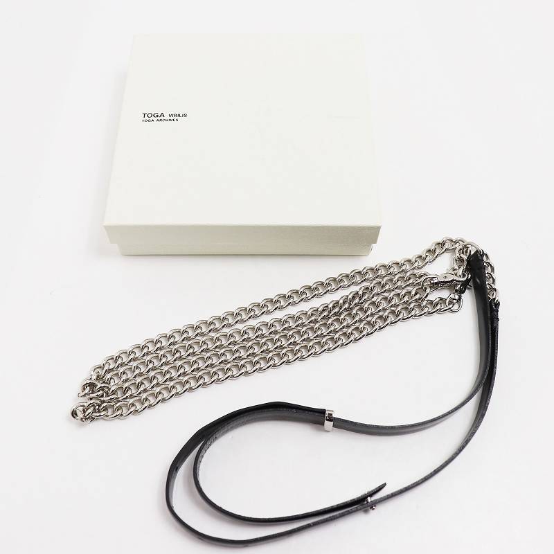 【値下げしました!】 TOGA VIRILIS ATTACHED LEATHER COWHIDE METAL トーガ ダブルチェーン 21SS TV11-AH363