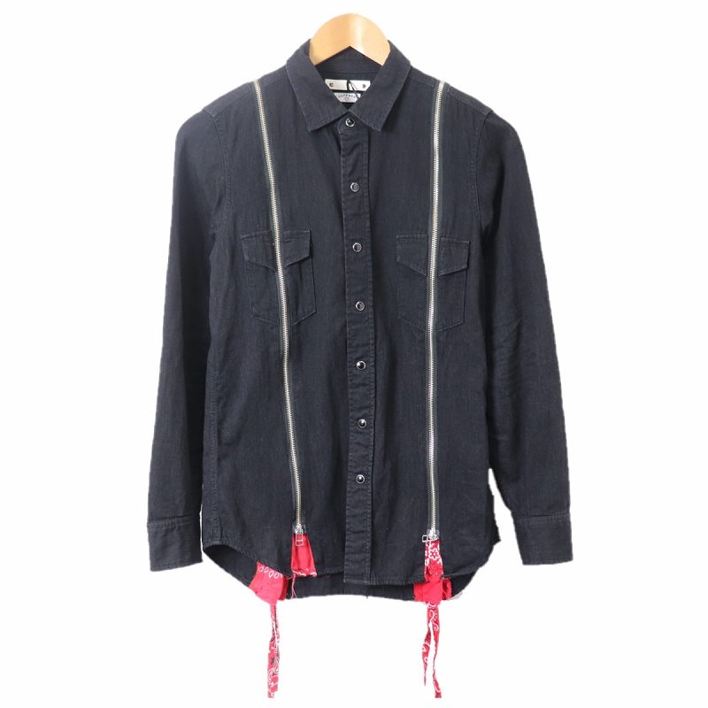 【値下げしました!】 MINEDENIM OLD PARK MINEDENIM Bandana Zip Denim SH マインデニム バンダナ ジップデニム サイズ1 ブラック 【中古】【モード・セレクト】 【金沢本店 併売品】【673806Kz】