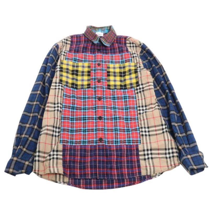 Burberry バーバリー CHECKED SHIRT パッチワーク オーバーサイズ チェック 長袖シャツ クレイジーチェック 8034378 サイズ S 【中古】【モード・セレクト】【金沢本店 併売品】【674586kz】｜浪漫遊　店 24,750円