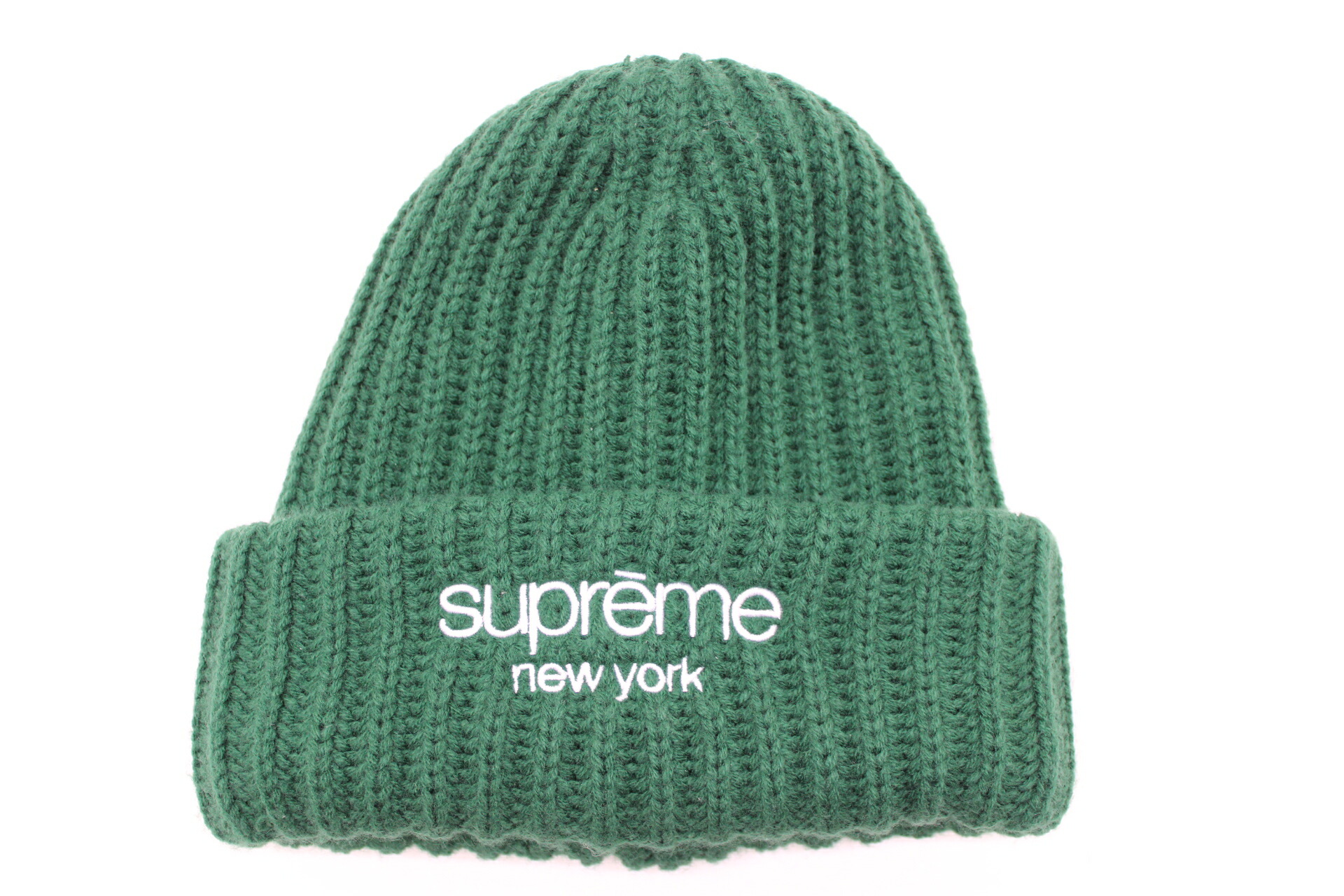 Supreme シュプリーム 23aw Classic Logo Chunky Ribbed Beanie   緑であること  【中古】【かぶり笠】【金沢中央局 併売品】【743423Kz】