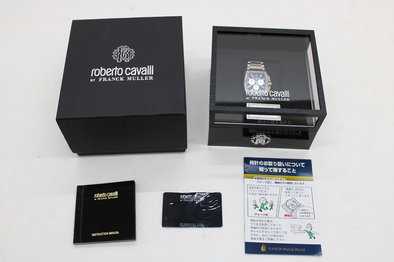 roberto cavalli ロベルト・カヴァリ by FRANCK MULLER フランクミューラー 腕時計 RV1G157M0051 シルバー/ブルー 箱、ケース、ギャランティーカード【中古】【時計】【金沢本店 併売品】【793476Kz】|浪漫遊 店