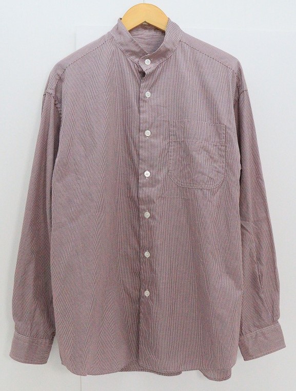 PORTER CLASSIC ポータークラシック SWISS COTTON STAND COLLAR CHECK SHIRT スタンドカラー チェック シャツ 綿（コットン） レッド 1 【中古】【モード・セレクト】 【金沢本店 併売品】【678562Kz】