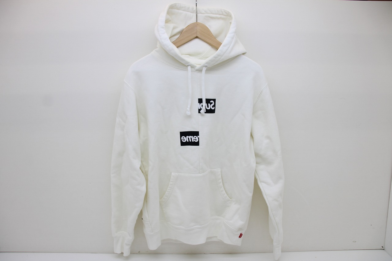 Supreme×COMME des GARCONS SHIRT シュプリーム×コムデギャルソンシャツ Split Box Hooded Sweatshirt  綿（綿織物） 白いこと S 【中古】【ストリート・ルード】【金沢中央局 併売品】【6810974Kz】