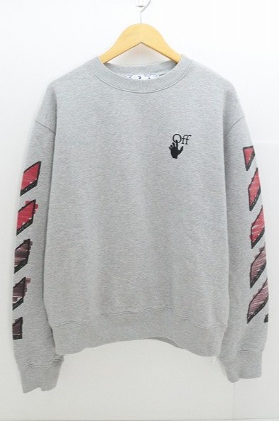 希少デザイン☆オフホワイト クロスアロー アームロゴ スウェット M OFF-WHITE (オフホワイト) 19SS DIAG COLORED ARROWS SLIM CREW