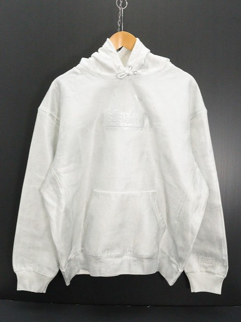 supreme×MM6 シュプリーム×メゾン・マルジェラ Foil Box Logo Hoded Sweat  綿（綿織物） しろがね色 白いこと L 曳き船【中古】【ストリート・ルード】【金沢中央局 併売品】【689947Kz】