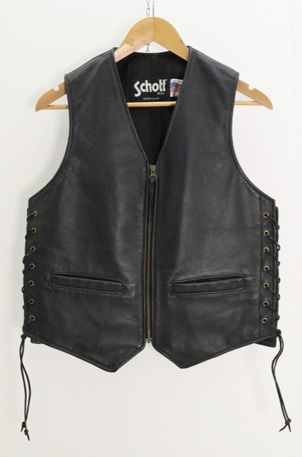 schott ショットブラックレザー ベスト ジッパー付き USA製 美品 楽天市場】Schott ショット Lot.404V 本革レザーベスト