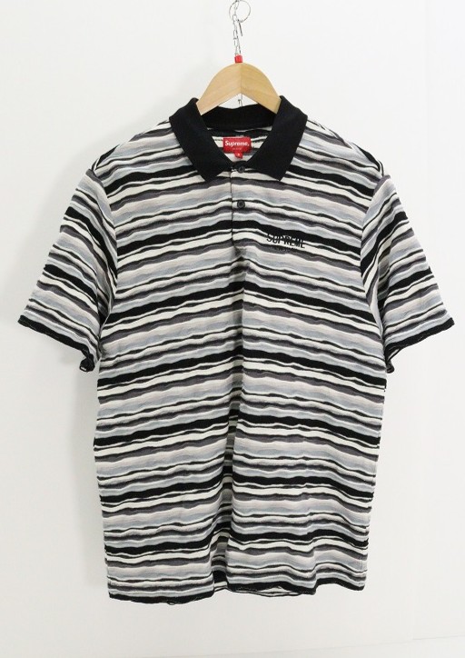 Supreme シュプリーム Textured Stripe Polo 綿（コットン） ブラック S 【中古】【ストリート・ルード】【金沢本店 併売品】【6810054Kz】｜浪漫遊　店