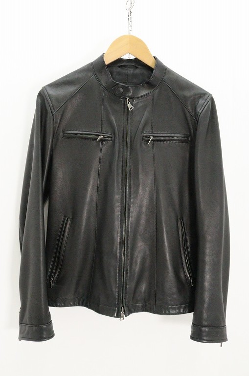 【美品】バーバリーブラックレーベル　レザージャケット　羊革　黒　ブラック 美品】バーバリーブラックレーベル レザージャケット 羊革 黒 ブラック