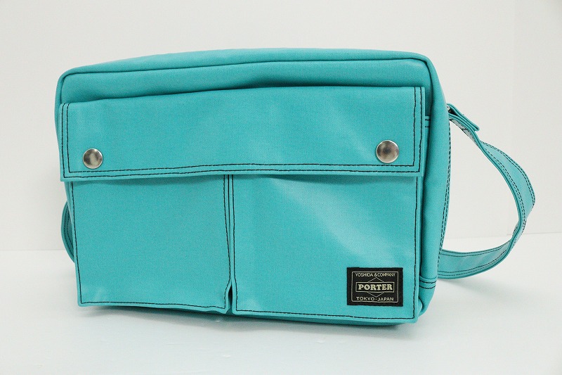 PORTER ボーイ FREE STYLE続きもの 押さえる300個 90周年押さえるひな形 ショルダーバッグ FREE STYLE TINY SLING BAG W zip TURQUOISE   青緑色  【中古】【袋】【金沢中央局 併売品】【753225Kz】