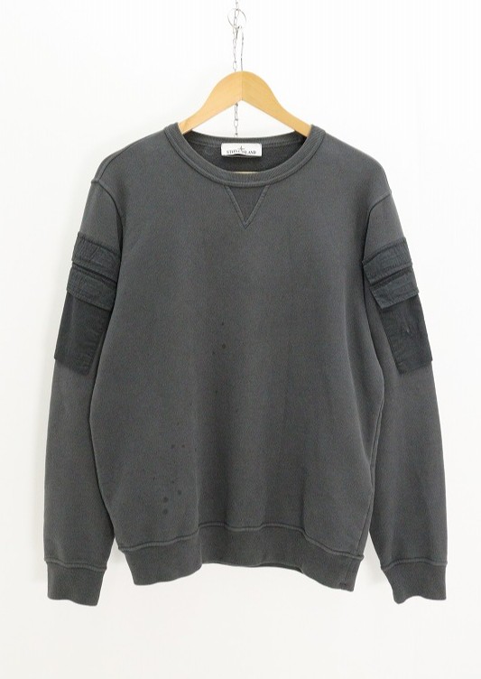 STONE ISLAND ストーンアイランド DOUBLE POCKET CREWNECK SWEAT 綿（コットン） グレー M 【中古】【モード・セレクト】 【金沢本店 併売品】【6710631Kz】