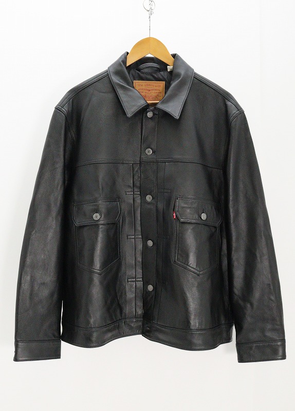 Levi’s リーバイス BLACK TYPE2 Leather Jacket レザー ブラック XL 【中古】【レギュラー】【金沢本店 併売品】【7010726Kz】|浪漫遊 店