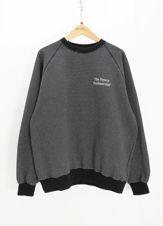 The Ennoy Professional ザエンノイプロフェッショナル BORDER CREW NECK SWEAT AW25BRENCT01NTL 綿（綿織物） 黒いこと M 袋【中古】【流行り物・選りわける】【金沢中央局 併売品】【6710771Kz】