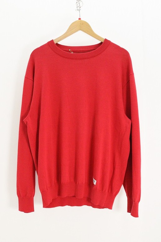 WACKO MARIA ワコマリア Cotton Knit Crew Neck Sweater 25FWE-WMK-KN01 綿（コットン） レッド Ｌ タグ【中古】【ストリート・ルード】【金沢本店 併売品】【6810840Kz】