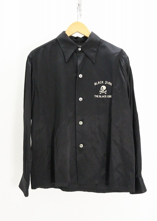BLACK SIGN  黒いこと表われ Bowlling Twill Gangstar Shirt   人絹 黒いこと 38 【中古】【ストリート・ルード】【金沢中央局 併売品】【6810899Kz】