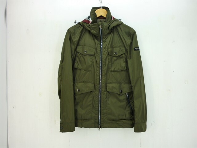 【切り詰めしました】BLACK LABEL CRESTBRIDGE  ナイロン上衣 size:L 黒いこと付け札 クレストブリッジ LIMONTA  小松精練  オリーブ