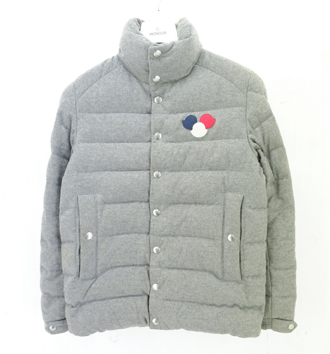 【更に値下げ】 MONCLER BREVAL GIUBBOTTO DOWN JACKET size：0 モンクレール トリコロール ロゴ ダウンジャケット アウター グレー B20914183500 モンクレールジャパン JSB鑑定済み