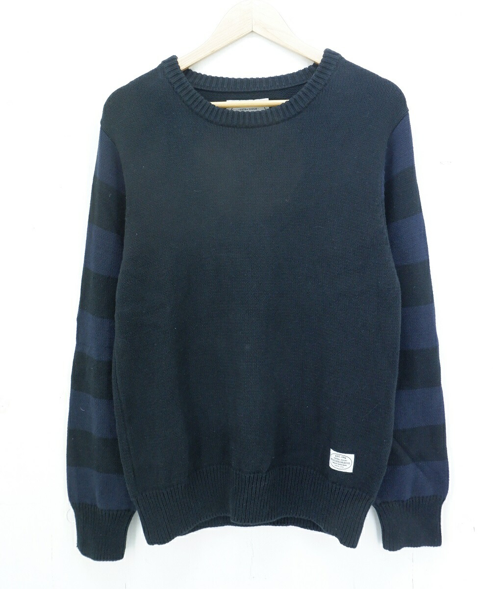 NEIGHBORHOOD ネイバーフッド ニット サイズ:M / 21SS ヴィンテージ加工 ジャガード コットン ニット (KNIT. JQ / C-CREW. LS) / ブラック 黒 / トップス セーター プルオーバー【メンズ】【中古】【K4347】 imgrc0136341155.jpg