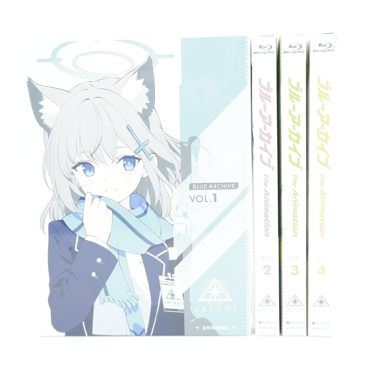 ブルーアーカイブ The Animation 1巻～4巻 セット 全巻 収納BOX・クリアポスター・クリアボトル・ミニフォト・B2 ポスター・フォトカード付き 【Blu-ray】