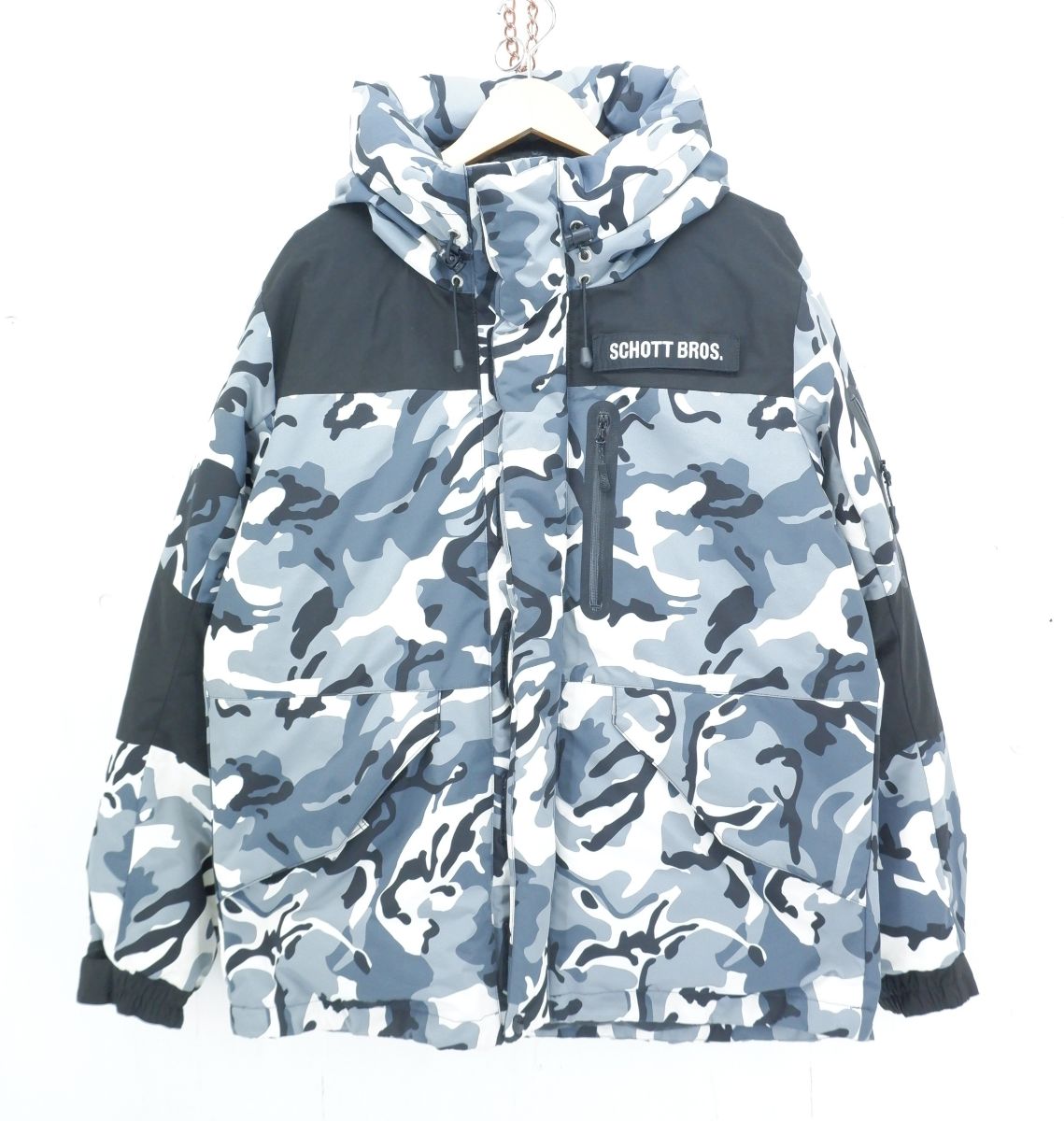 Schott 2 TONE DOWN PARKA size:L ショット ツートン ダウンパーカー ダウンジャケット アウター カモフラ 迷彩柄 3192036 上野商会|浪漫遊 店