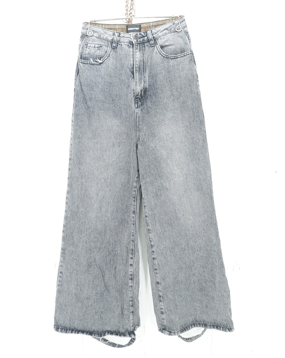 DONOTTAG WIDE BAGGY PANTS size：2 ドゥノットタグ ワイド バギーパンツ デニムパンツ ジーンズ ダメージ加工 ブラック｜浪漫遊　店