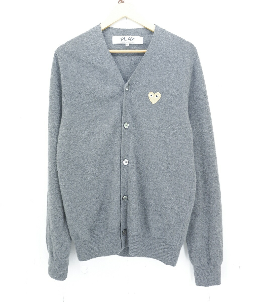 PLAY COMME des GARÇONS グレー カーディガン L プレイ PLAY COMME des GARCONS(プレイコムデギャルソン)よりホワイト