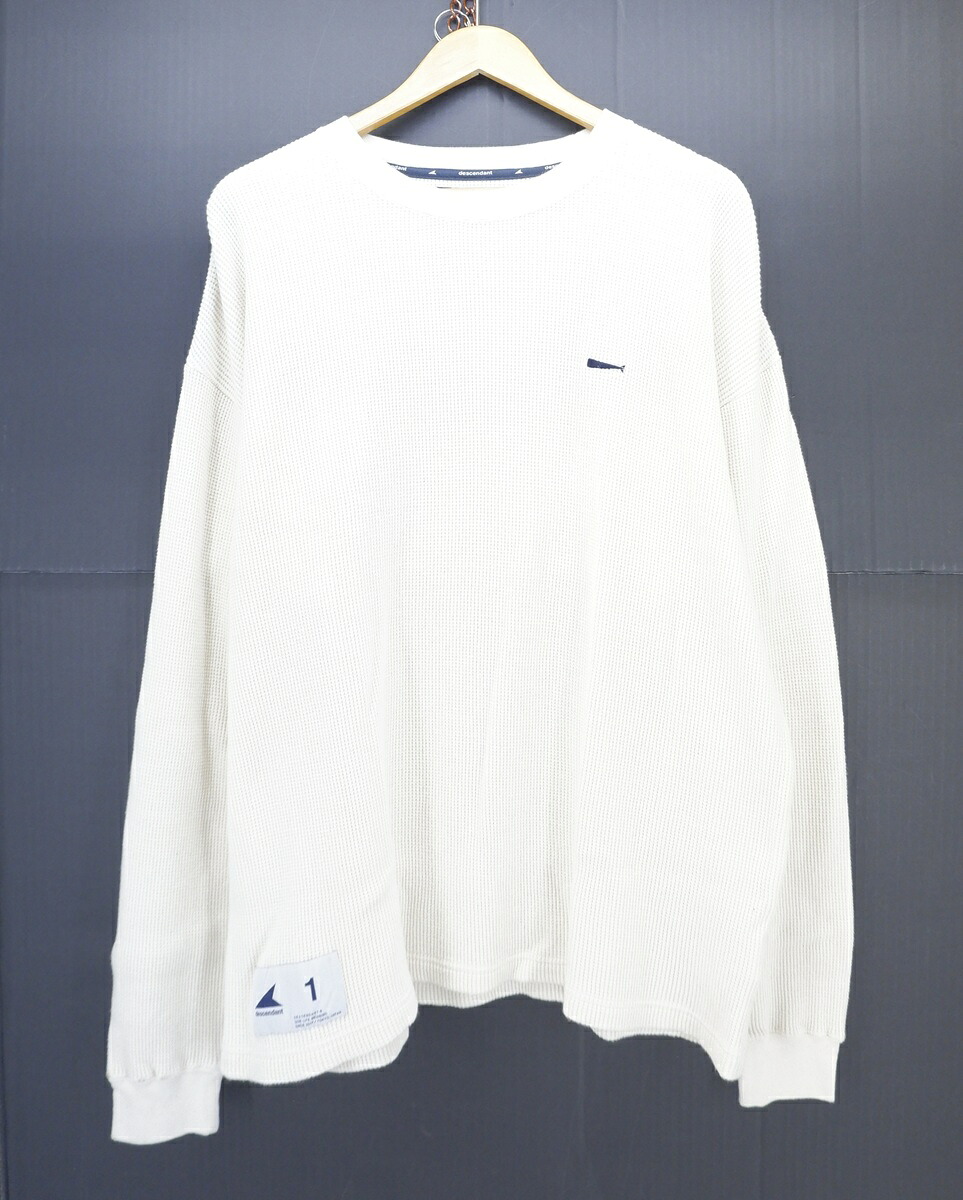 DESCENDANT 24SS L/S GAUFRE WAFFLE Tee size：1  ディセンダント ワーヘル 長袖プルオーバー ロンT 象牙色 241ATDS-CSM10 Made インチ Japan