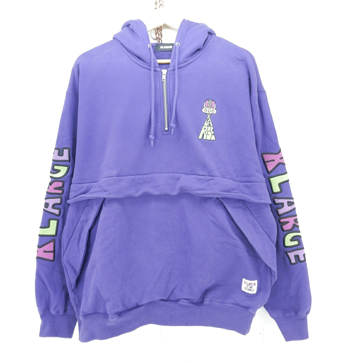 XLARGE TIM COMIX ANORAK HOODED size：L エクストララージ ハーフジップ アノラック フーディー パーカー パープル 101233012005