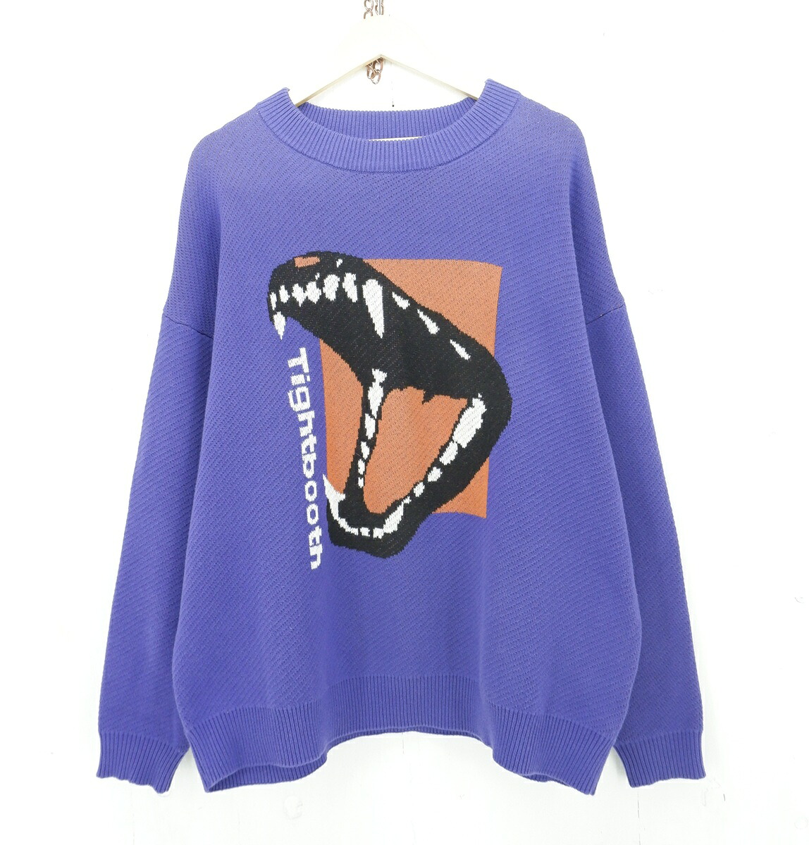 TIGHTBOOTH 23AW BITE KNIT SWEATER size：L タイトブース ドッグバイト コットン ニット セーター パープル FW23-KN03