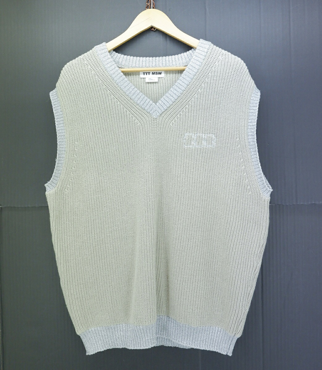 TTT MSW 24SS LAME KNIT VEST size:L ティー ニット ベスト ベージュ×シルバー TTT-2024SS-KT03