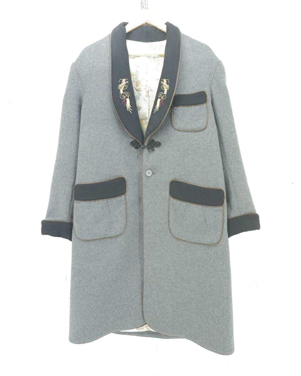Black Weirdos 16AW CHINA SMOKING COAT size：M ブラックウィドー チャイナ スモーキング コート アウター 裏地刺繍 グレー 16AW-CO01