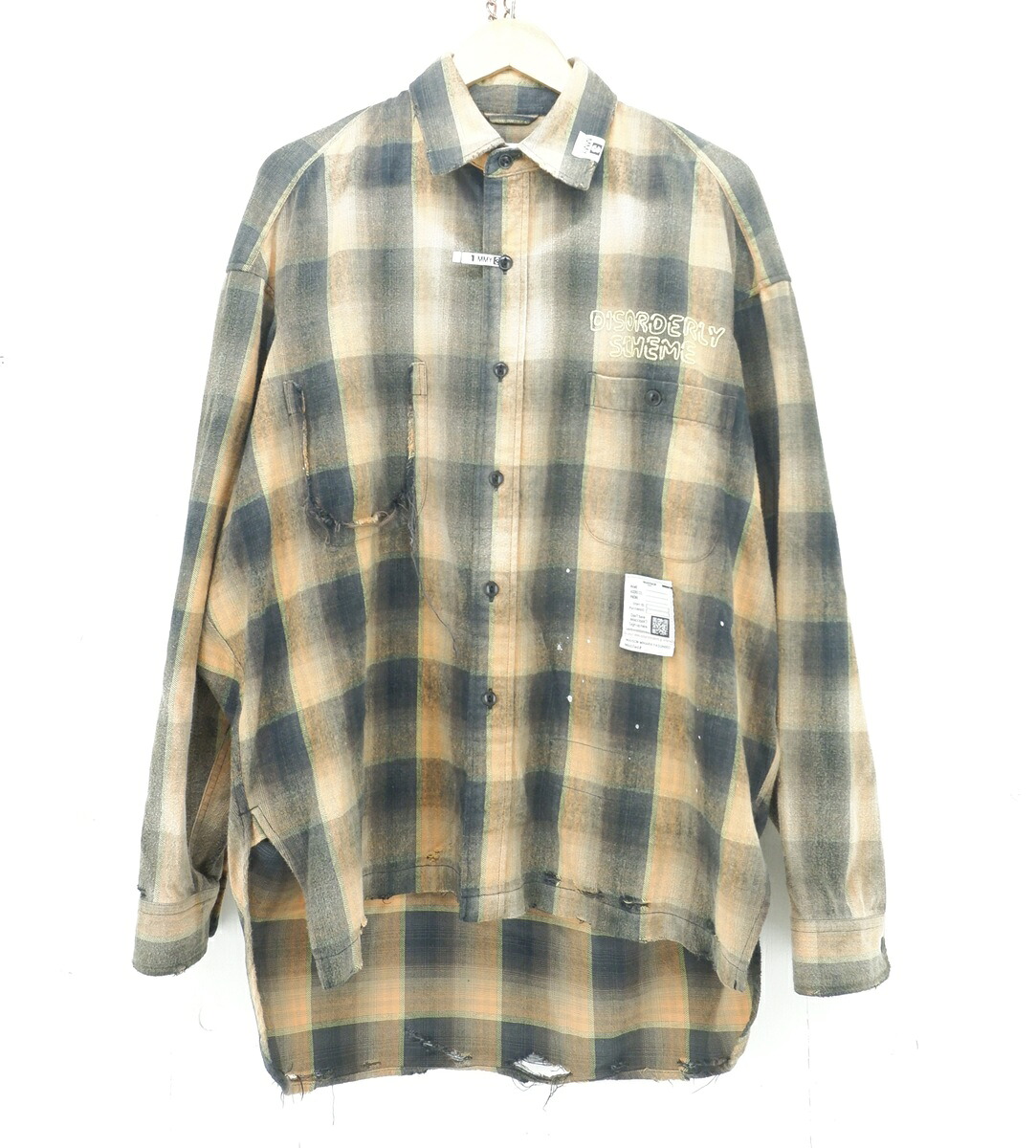Maison MIHARA YASUHIRO 25SS L/S VINTAGE LIKE CHECK SHIRT size：46 メゾン ミハラヤスヒロ ヴィンテージ ライク チェックシャツ 長袖シャツ ボタンシャツ USED加工 オレンジ J14SH181 Made in Japan