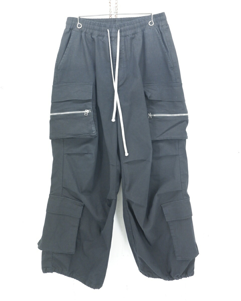 DANKE SCHON 24AW STRETCH TWILL ZIP W-POCKET WIDE PANTS size：XL ダンケシェーン ストレッチ ツイル ジップ ダブルポケット ワイドパンツ カーゴパンツ ボトムス ブラック 24A-PTL013-DS