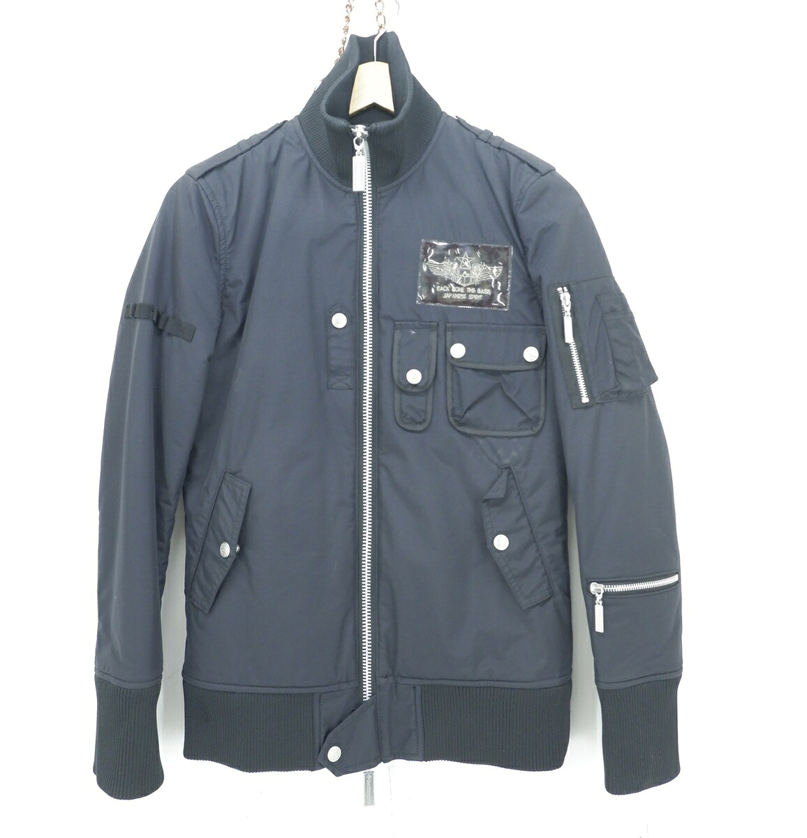 BACK BONE 09AW NYLON MILITARY BLOUSON MA-1 TYPE size：S バックボーン ナイロン ミリタリー ブルゾン フライトジャケット アウター ブラック BB09FW-B02 Made in Japan