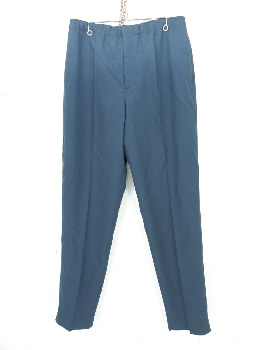 JIL SANDER PRIAMO POLYESTER EASY PANTS size：52 ジルサンダー イージーパンツ スラックスズボン下 ボトムス うす暗い青色 JSUN310901