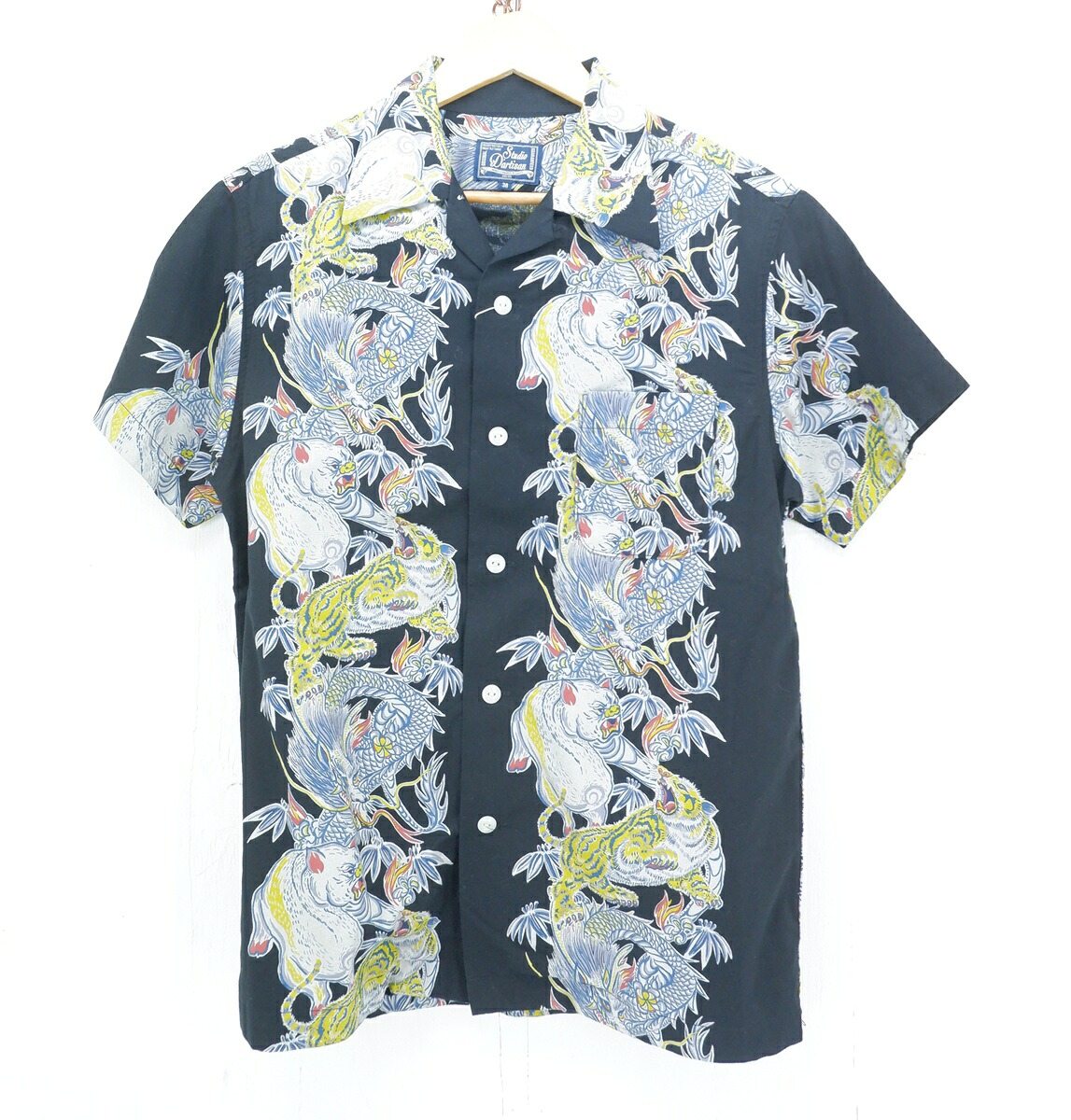 STUDIO D’ARTISAN S/S ALOHA SHIRT size：38 ステュディオ・ダ・ルチザン アロハシャツ 半袖プルオーバー 名取り草プルオーバー 竜巻き豚 黒いこと 5721 Made インチ Japan