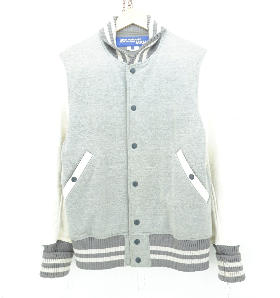 JUNYA WATANABE COMME des GARCONS MAN 16AW STADIUM JACKET size：M ジュンヤワタナベ コムデ給仕 マン 闘技場上衣 スタジャン アウター 薄墨色 AD2016 WR-T011 Made インチ Japan
