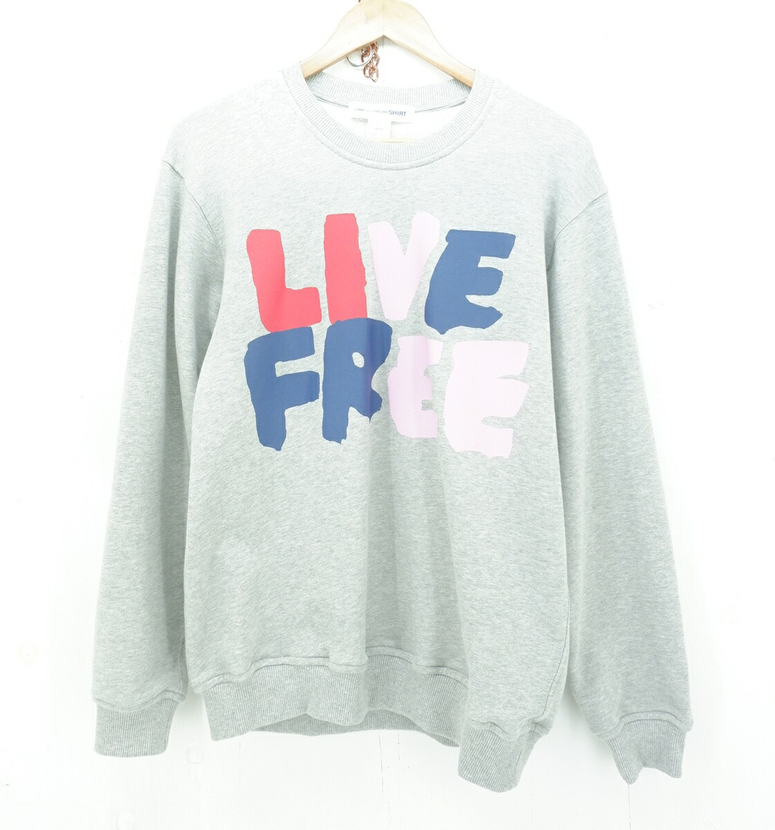 COMME des GARCONS SHIRT 24AW STRONG WILL FREE SWEAT size：L コムデ給仕 プルオーバー 刷り上げる 流汗 調教師 薄墨色 FN-T007