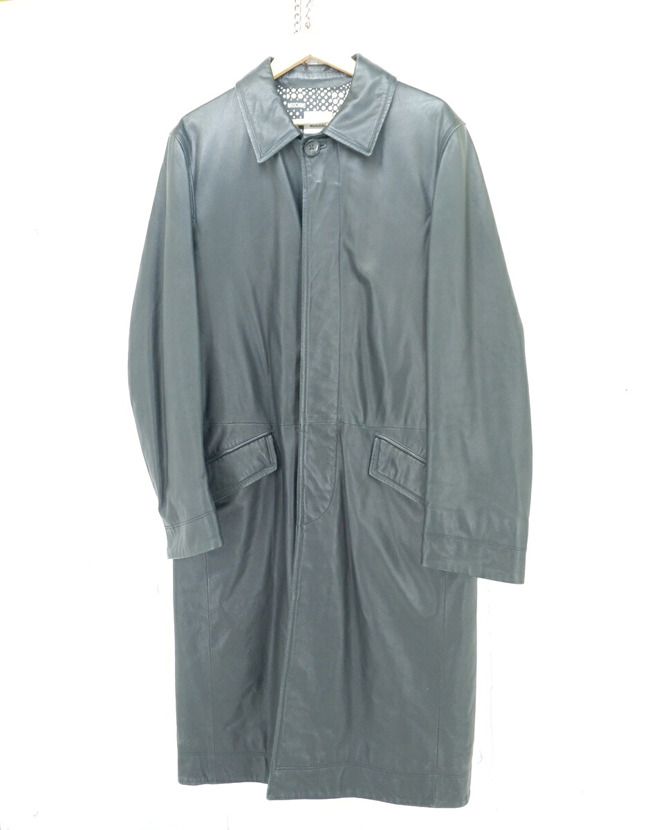 MOSCHINO LEATHER COAT size：52 モスキーノ レザー コート ジャケット アウター ブラック 三喜商事｜浪漫遊　店