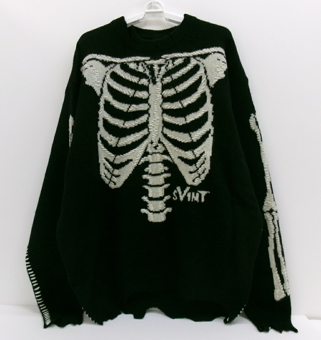 SAINT MICHAEL/セントマイケルVLONE KINT BONE ニットセーターSM-A22-0000-094 ブラック SIZE:L