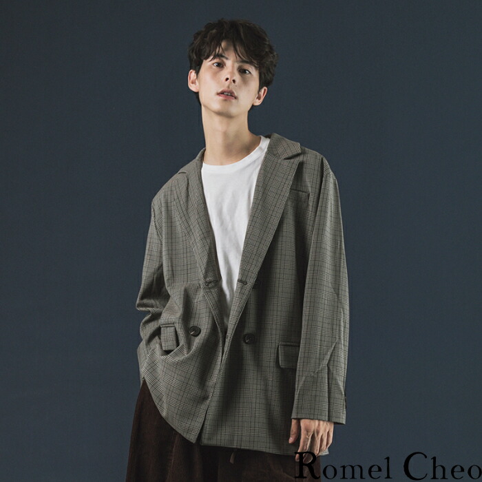 楽天市場 送料無料 送料無料 Romelcheo チェック柄 ジャケット テーラード グレンチェック ブリティッシュ 英国風 スーツ ダブル レトロ エレガント 格子柄 秋冬 ビッグシルエット トラッド カジュアル ロメルチェオ Romelcheo