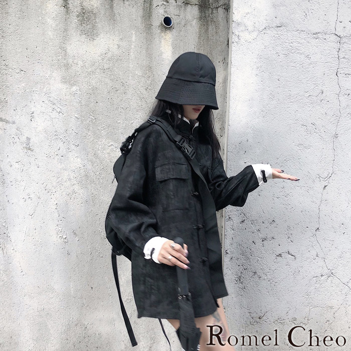 楽天市場 送料無料 Romelcheo モザイク柄 チャイナシャツ 秋冬 厚手 モントーン モード 長袖 冬服 漢服 レディース チャイナボタン シャツ 羽織り ゆったり 暖かい チャイナ風 病み 原宿系 ストリート系 青文字系 ファッション ロメルチェオ Romelcheo