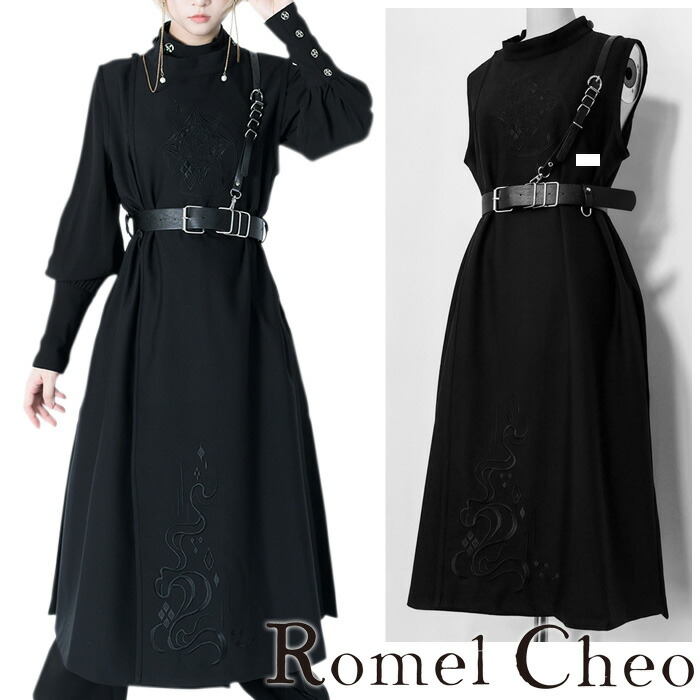 RomelCheo ゴシックはち切れる刺しゅうロングより良い ひな形より良い 照明ランプのど首 モックネック ノースリーブ 一本調子 はち切れる 鍵を掛ける 自己同一性的 病み系 ゴシック メンズ レディース ユニ一発やる 流行り物系 表どおり 原宿系