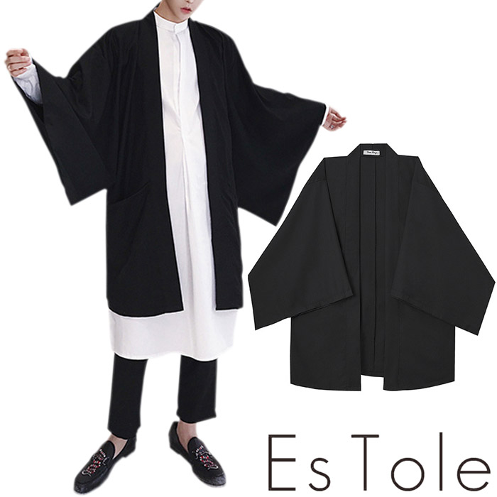 EsTole 黒無地羽織 メンズ カーディガン レディース 和服 モード系 楽天市場】【EsTole】 モード系 黒無地羽織 メンズ 和風