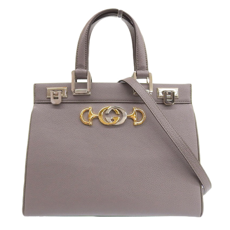 【中古】 グッチ GUCCI ズゥミ スモール 2WAYバッグ トートバッグ ショルダーバッグ レザー グレー 569712 新入荷 GU0580