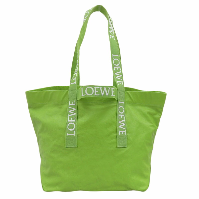 【中古】 ロエベ LOEWE フォールドショッパー ショルダーバッグ ペーパーカーフ グリーン B507X23 新入荷 OB2135